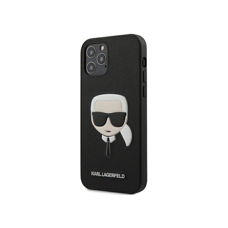 Karl Lagerfeld Distributor - 3700740482346 - KLD392BLK - Karl Lagerfeld KLHCP12LSAKHBK Apple iPhone 12 Pro Max black hardcase Saffiano Ikonik Karl`s Head - B2B homescreen
