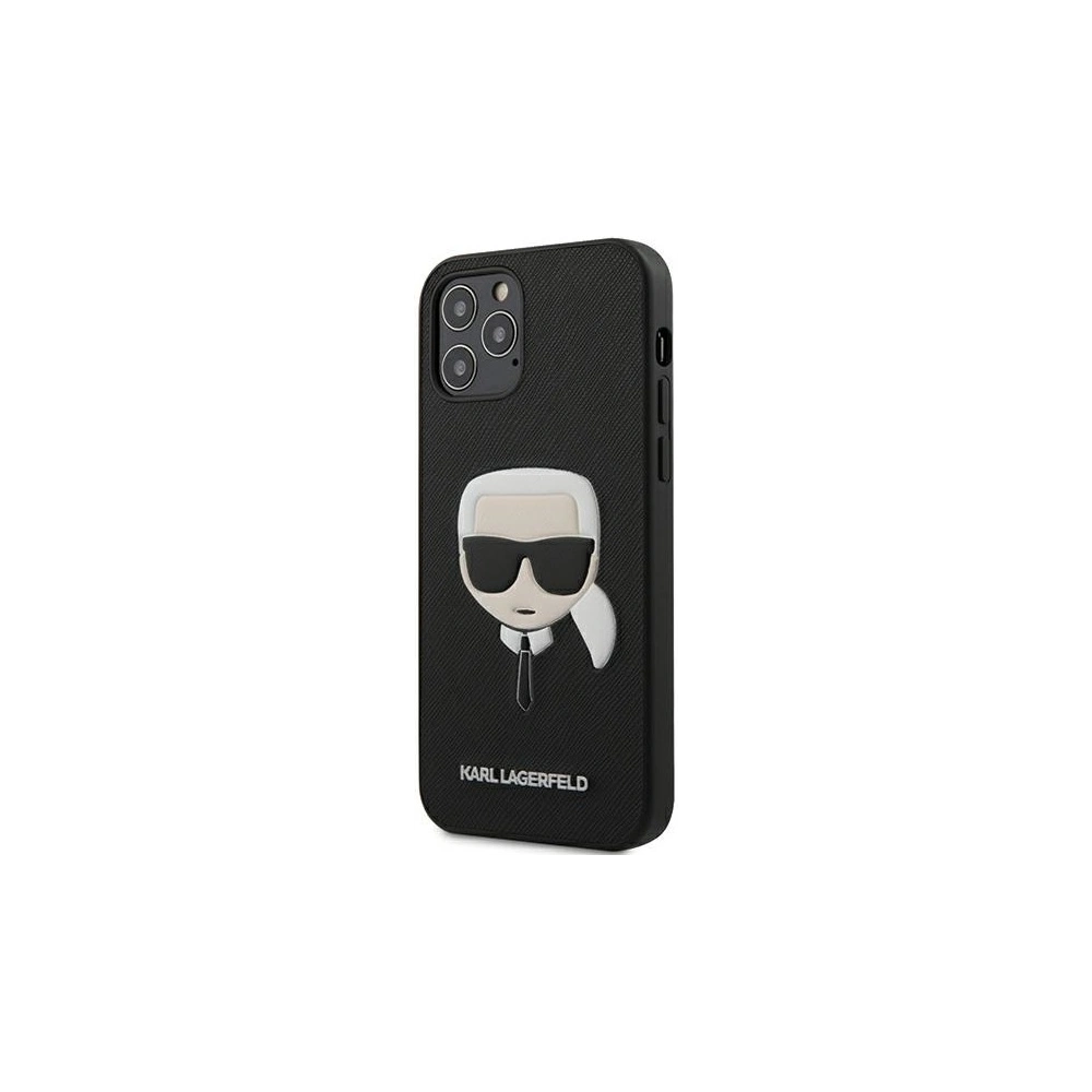 Wholesale Karl Lagerfeld KLHCP12LSAKHBK Apple iPhone 12 Pro Max black hardcase Saffiano Ikonik Karl`s Head - KLD392BLK - {ean13} - Hurt