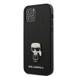 Karl Lagerfeld KLHCP12MIKMSBK Apple iPhone 12/12 Pro black hardcase Saffiano Ikonik Metal