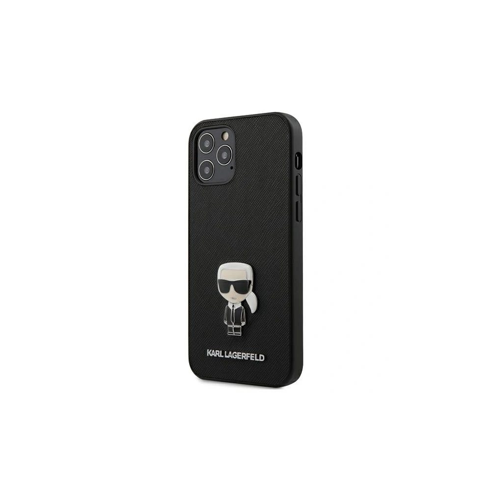 Hurtownia GSM - Etui Karl Lagerfeld KLHCP12MIKMSBK Apple iPhone 12/12 Pro schwarz/black hardcase Saffiano Ikonik Metal - KLD396BLK - {ean13} - Hurt
