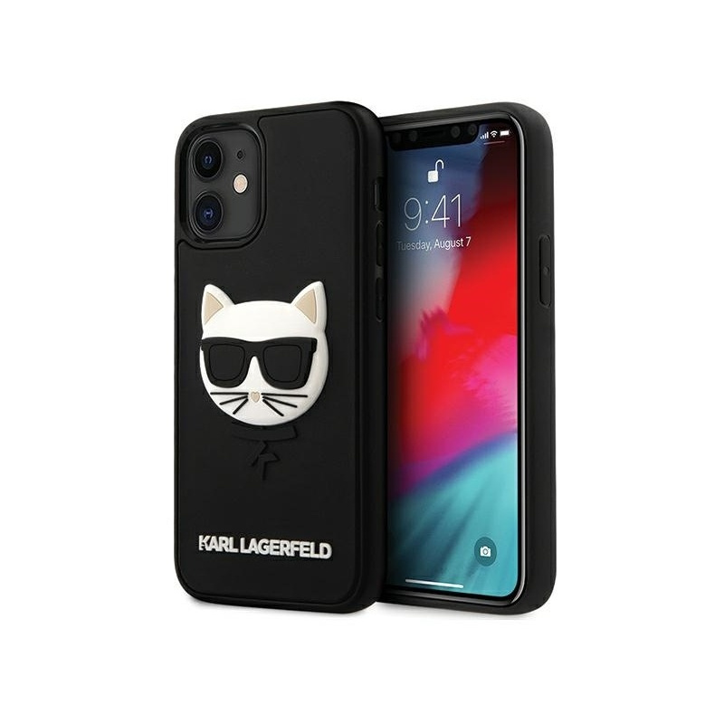 Karl Lagerfeld Distributor - 3700740482476 - KLD402BLK - Karl Lagerfeld KLHCP12SCH3DBK Apple iPhone 12 mini black hardcase 3D Rubber Choupette - B2B homescreen
