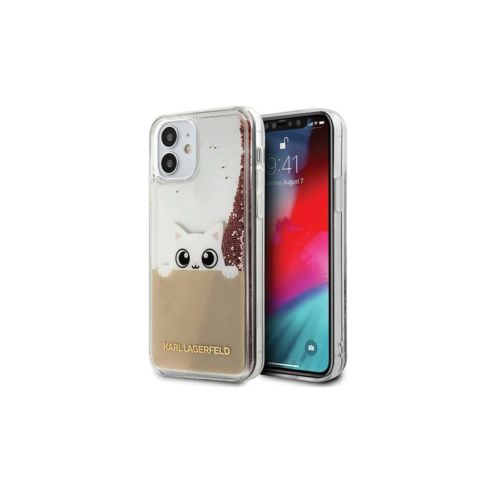 Hurtownia GSM - Etui Karl Lagerfeld KLHCP12SPABGNU Apple iPhone 12 mini rosa-gold/hardcase PEEK A BOO Liquid Glitter - KLD406RS - {ean13} - Hurt