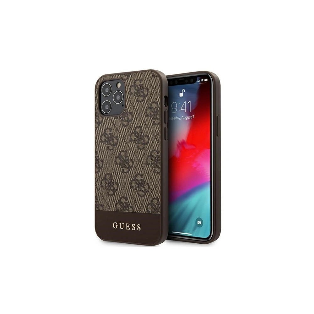 Hurtownia GSM - Etui Guess GUHCP12MG4GLBR Apple iPhone 12/12 Pro brązowy/brown hardcase 4G Stripe Collection - GUE736BR - {ean13} - Hurt