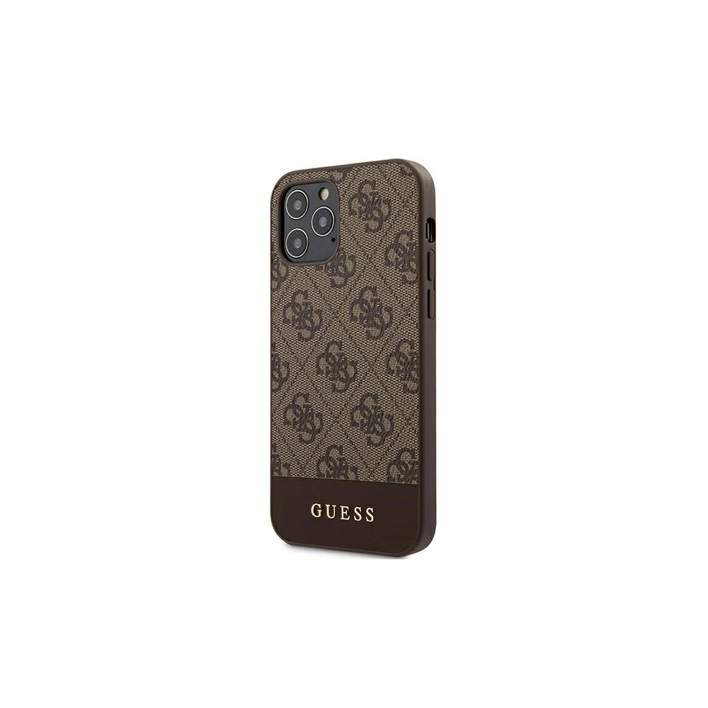 Hurtownia GSM - Etui Guess GUHCP12MG4GLBR Apple iPhone 12/12 Pro brązowy/brown hardcase 4G Stripe Collection - GUE736BR - {ean13} - Hurt