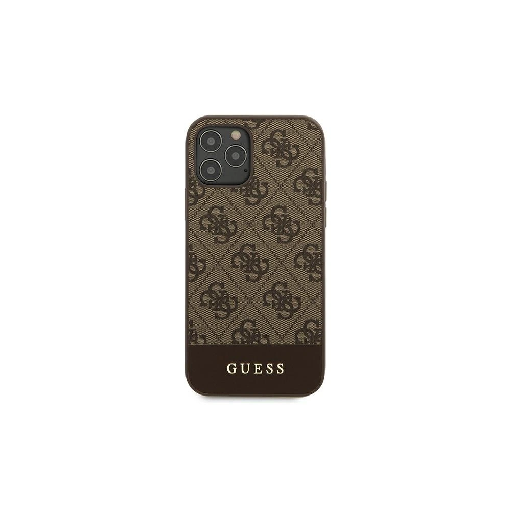 Wholesale Guess GUHCP12MG4GLBR Apple iPhone 12/12 Pro brown hardcase 4G Stripe Collection - GUE736BR - {ean13} - Hurt