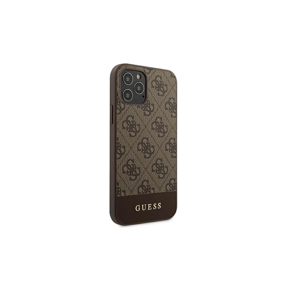 Hurtownia GSM - Etui Guess GUHCP12MG4GLBR Apple iPhone 12/12 Pro brązowy/brown hardcase 4G Stripe Collection - GUE736BR - {ean13} - Hurt