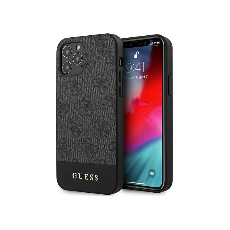 Hurtownia Guess - 3700740481585 - GUE737GRY - Etui Guess GUHCP12MG4GLGR Apple iPhone 12/12 Pro szary/grey hardcase 4G Stripe Collection - B2B homescreen