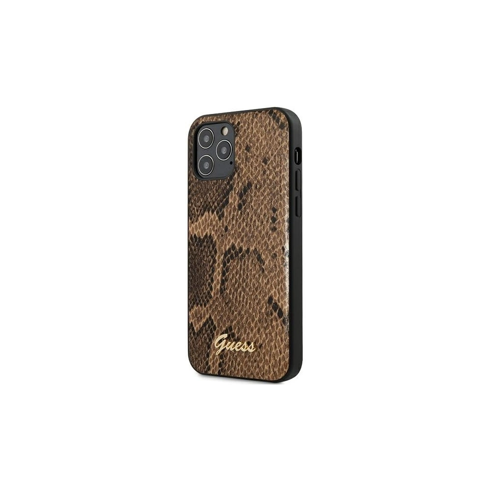 Hurtownia GSM - Etui Guess GUHCP12MPUSNSMLBR Apple iPhone 12/12 Pro brązowy/brown hardcase Script Python Collection - GUE745BR - {ean13} - Hurt