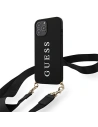 Etui Guess GUHCP12MPUSTCRBK Apple iPhone 12/12 Pro black/czarny hardcase Silicone Printed Logo Strap