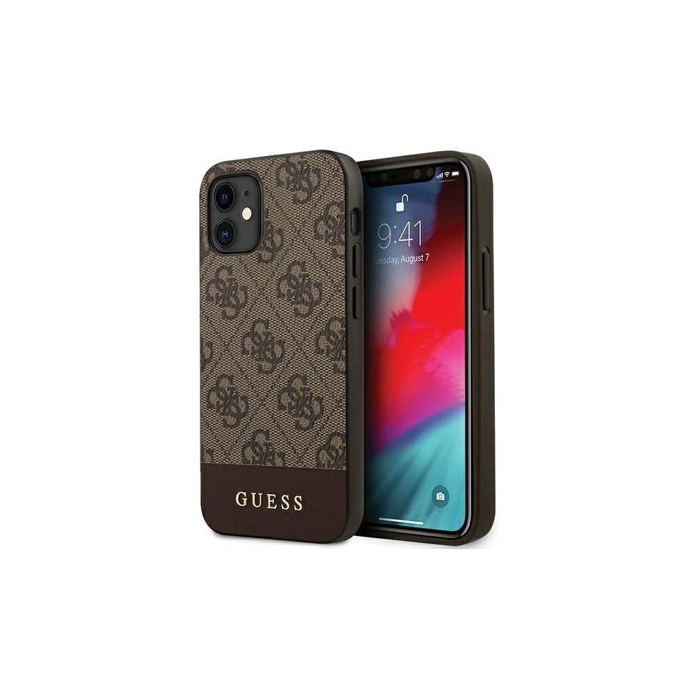 Hurtownia GSM - Etui Guess GUHCP12SG4GLBR Apple iPhone 12 mini brązowy/brown hardcase 4G Stripe Collection - GUE750BR - {ean13} - Hurt