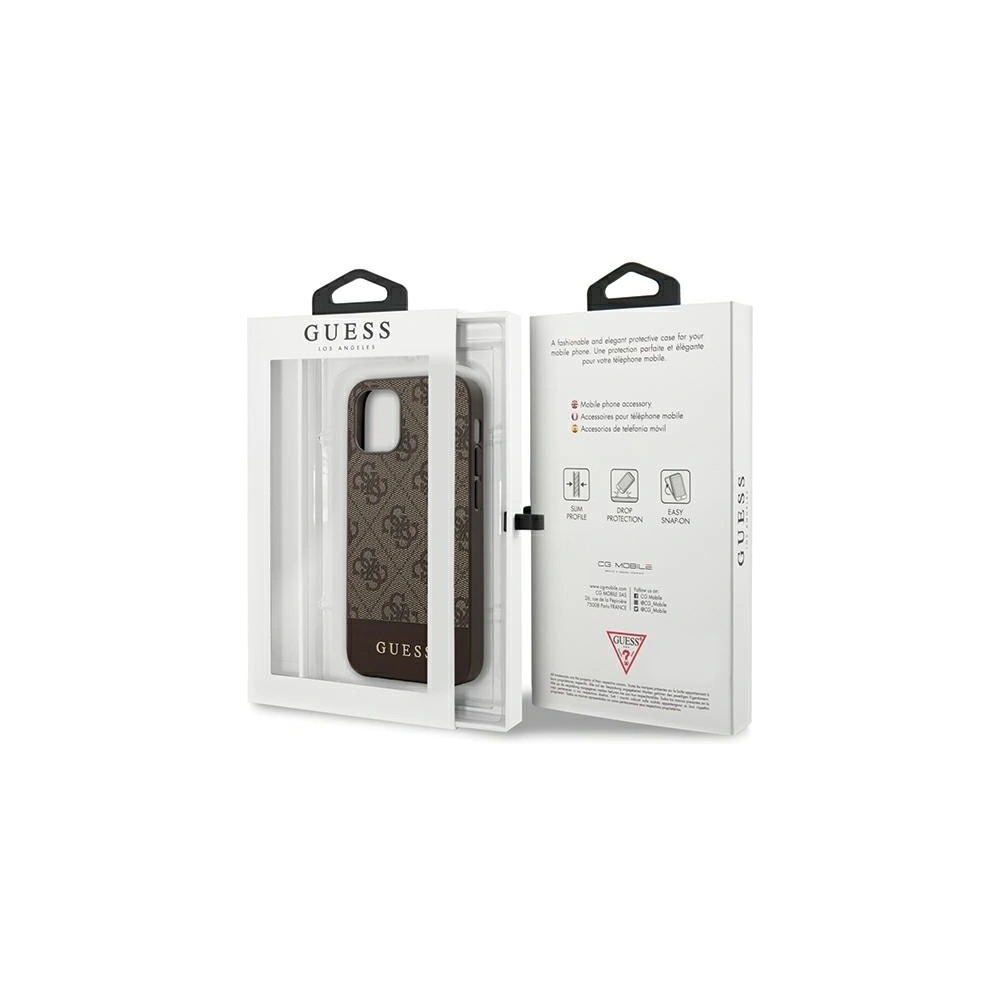 Hurtownia GSM - Etui Guess GUHCP12SG4GLBR Apple iPhone 12 mini brązowy/brown hardcase 4G Stripe Collection - GUE750BR - {ean13} - Hurt