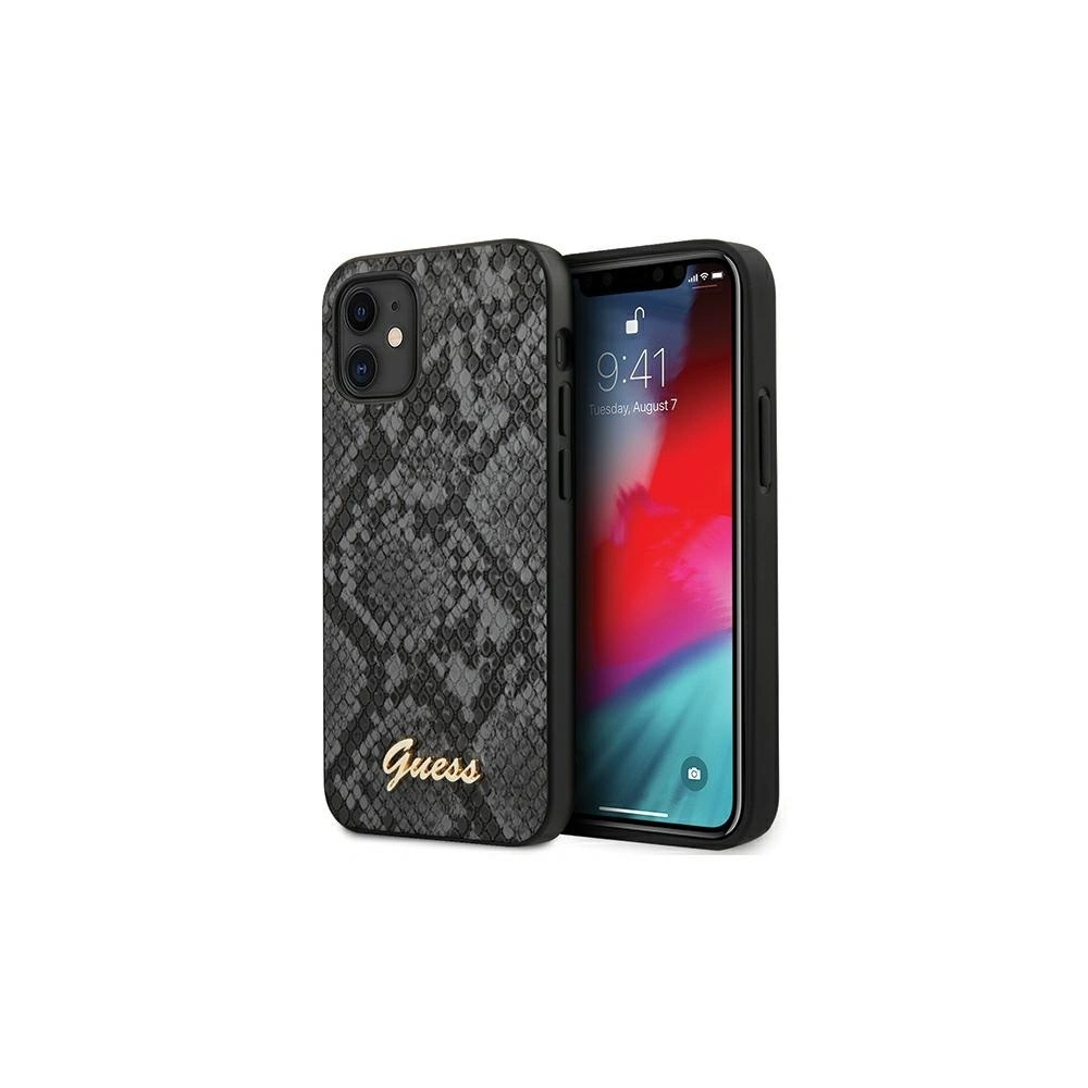 Wholesale Guess GUHCP12SPUSNSMLBK Apple iPhone 12 mini black hardcase Script Python Collection - GUE758BLK - {ean13} - Hurt
