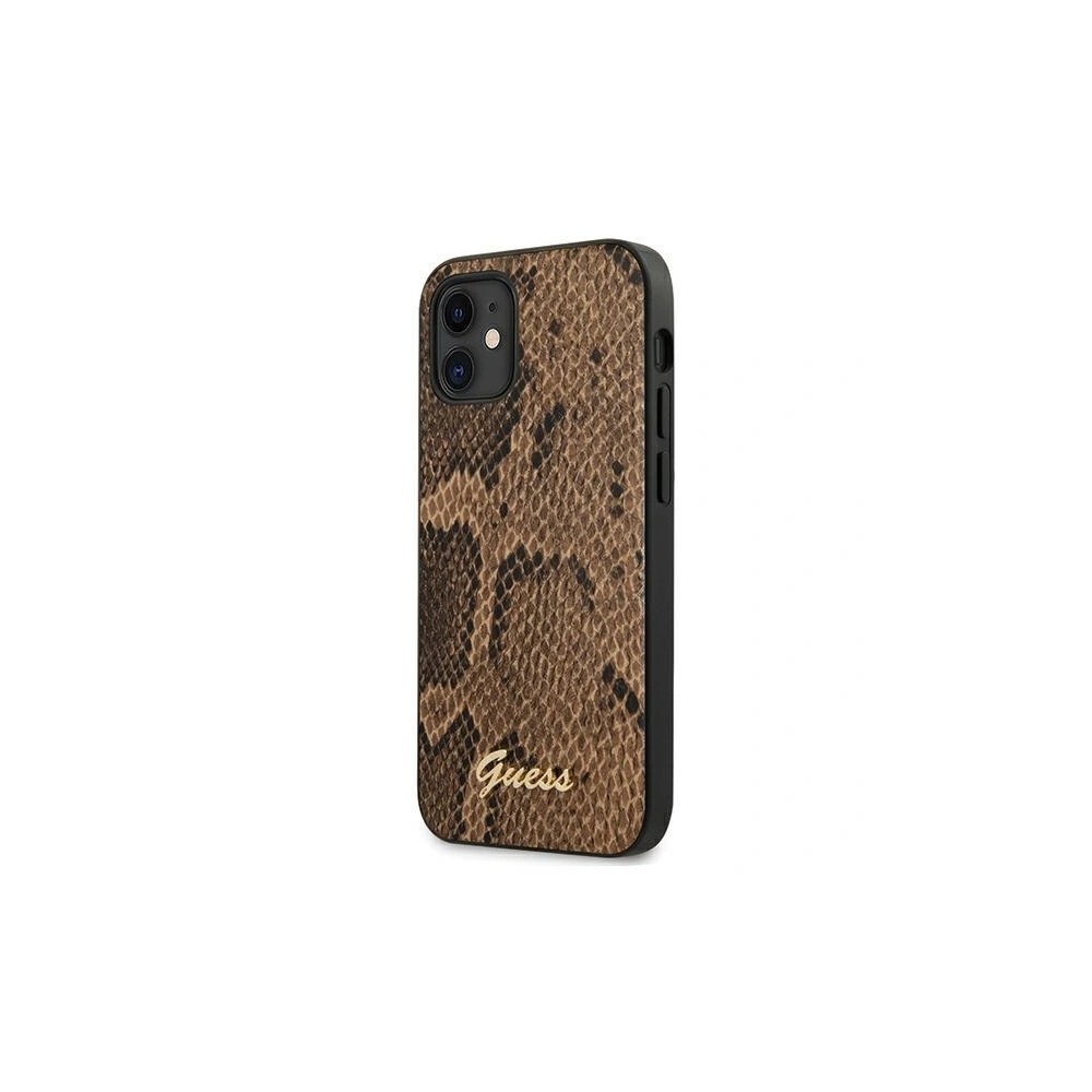 Hurtownia GSM - Etui Guess GUHCP12SPUSNSMLBR Apple iPhone 12 mini braun/brown hardcase Script Python Collection - GUE759BR - {ean13} - Hurt