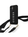 Etui Guess GUHCP12SPUSTCRBK Apple iPhone 12 mini schwarz/czarny Hardcase Silikon Bedrucktes Logo Band