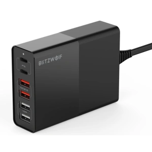Ładowarka 6x USB Blitzwolf BW-S16, QC 3.0, PD3.0, 75W (Czarny)