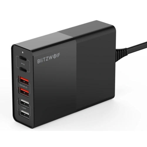 Ładowarka 6x USB Blitzwolf BW-S16, QC 3.0, PD3.0, 75W (Czarny)