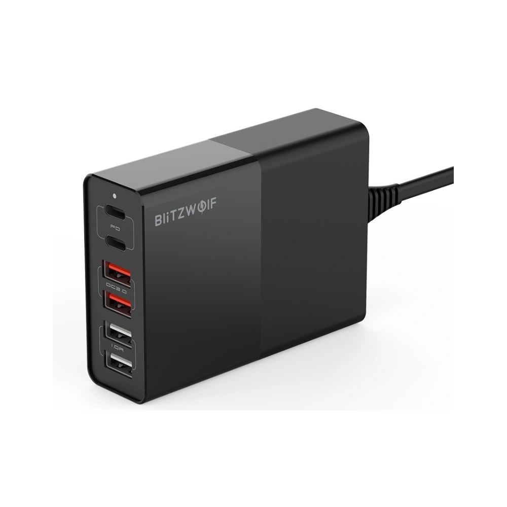 Hurtownia GSM - Ładowarka 6x USB Blitzwolf BW-S16, QC 3.0, PD3.0, 75W (Czarny) - BLZ306 - {ean13} - Hurt