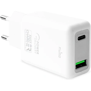 Ładowarka sieciowa Puro Fast Travel Charger USB-C + USB-A 30W (biały)