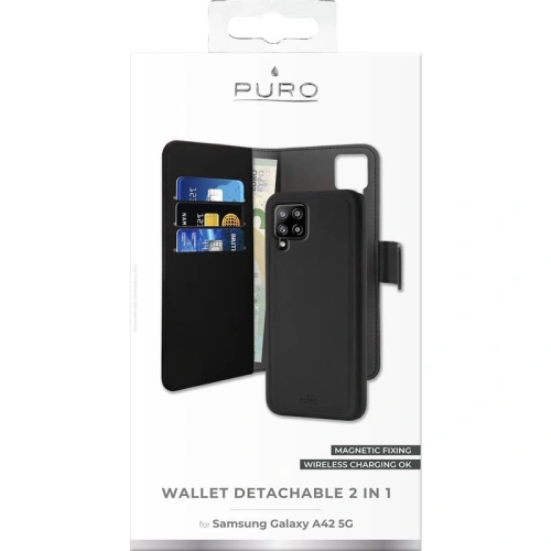 Etui PURO Wallet Detachable 2w1 Samsung Galaxy A42 5G (czarny)