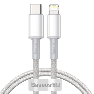 USB-C zu Lightning Kabel Baseus Hochdichte Geflochten, 20W, 5A, PD, 1m (weiß)