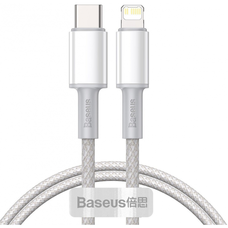 Hurtownia Baseus - 6953156231924 - BSU1946WHT - Kabel USB-C do Lightning Baseus High Density Braided, 20W, 5A, PD, 1m (biały) - B2B homescreen