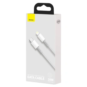 USB-C zu Lightning Kabel Baseus Hochdichte Geflochten, 20W, 5A, PD, 1m (weiß)
