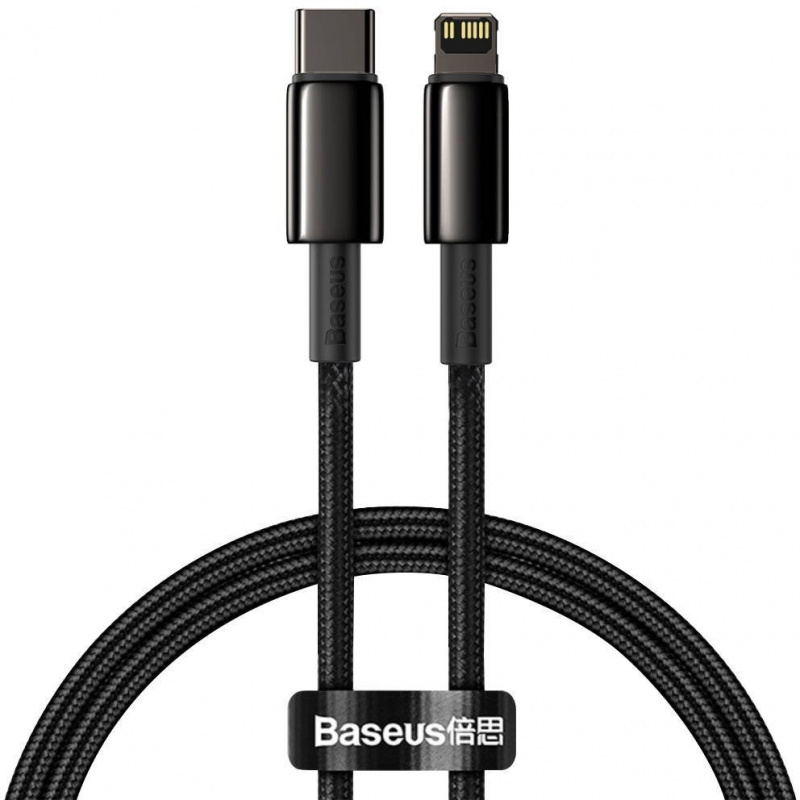 Baseus Distributor - 6953156232037 - BSU1947BLK - Baseus Tungsten Gold Cable Type-C to Lightning PD 20W 1m (black) - B2B homescreen