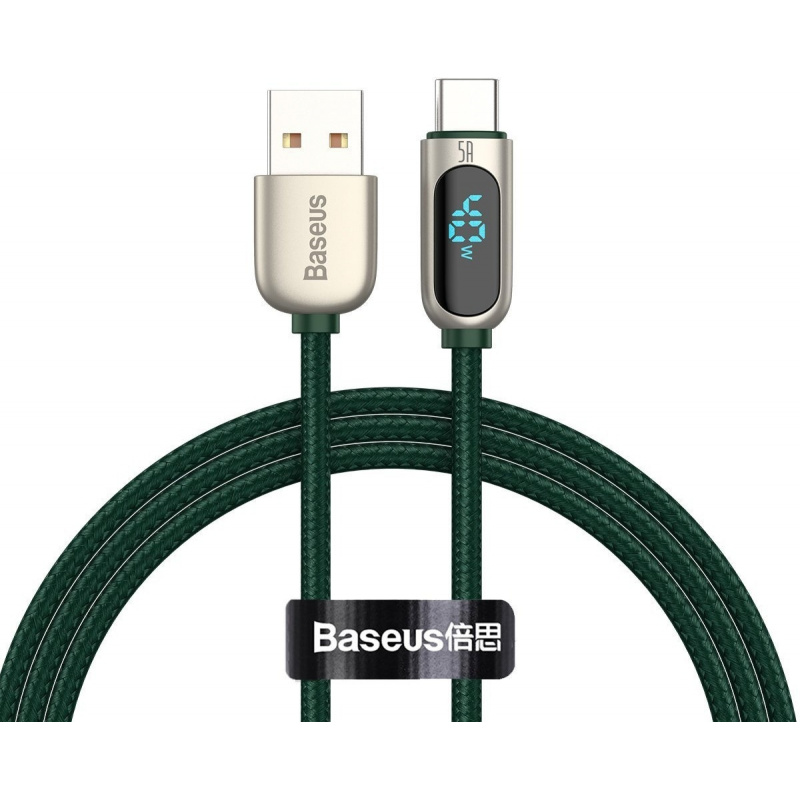 Hurtownia Baseus - 6953156230248 - BSU1951GRN - Kabel USB do USB-C Baseus Display, 5A, 1m (zielony) - B2B homescreen