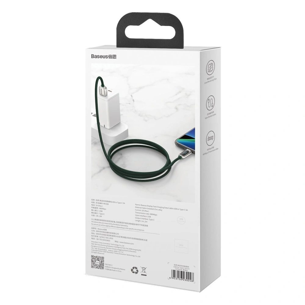 Hurtownia GSM - USB-C zu USB Kabel Baseus Display, 5A, 1m (grün) - BSU1951GRN - {ean13} - Hurt