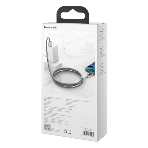 Kabel USB do USB-C Baseus Display, 5A, 1m (srebrny)