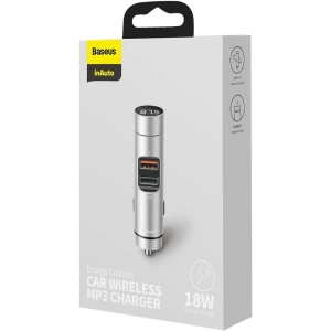 Hurtownia GSM - Transmiter FM Baseus Energy Column, Bluetooth 5.0, 2x USB, 18W (srebrny) - BSU1957SLV - {ean13} - Hurt
