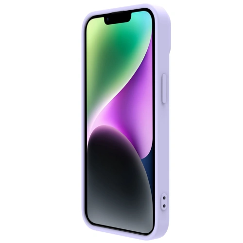 Etui Nillkin CamShield Silky w fioletowym kolorze, z funkcją MagSafe dla łatwego ładowania.