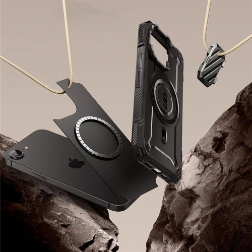 Etui Supcase zamontowane na Apple iPhone 16e, prezentujące design z MagSafe.