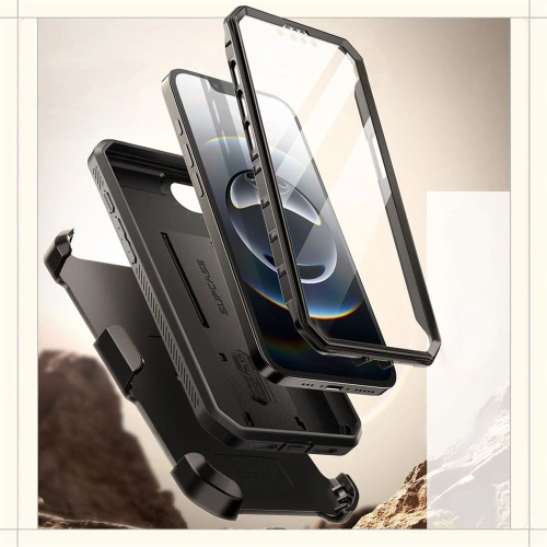 Stylowe etui w kolorze czarnym, pasujące do nowoczesnego designu iPhone'a.