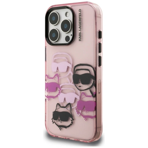 Etui Karl Lagerfeld IML Multi K&C Head Pattern w kolorze różowym, idealne do iPhone 16 Pro Max.