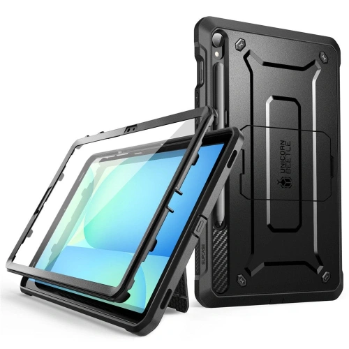 Etui Supcase Unicorn Beetle Pro w kolorze czarnym dla Samsung Galaxy Tab S9, z bliska ukazujące detale.
