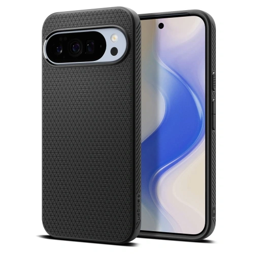 Zbliżenie na etui Spigen, pokazujące teksturę materiału TPU
