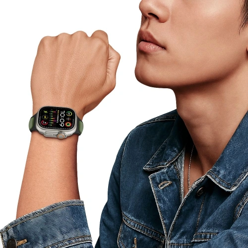 Stylowy pasek do Apple Watch w odcieniach szaro-pomarańczowych