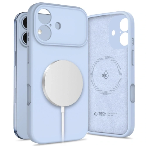 Etui Tech-Protect Silicone MagSafe w kolorze mist blue, idealnie dopasowane do iPhone 17.