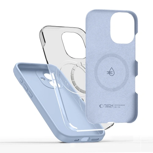 Etui Tech-Protect na iPhone 17, z wyraźnym logo MagSafe na tylnej stronie.