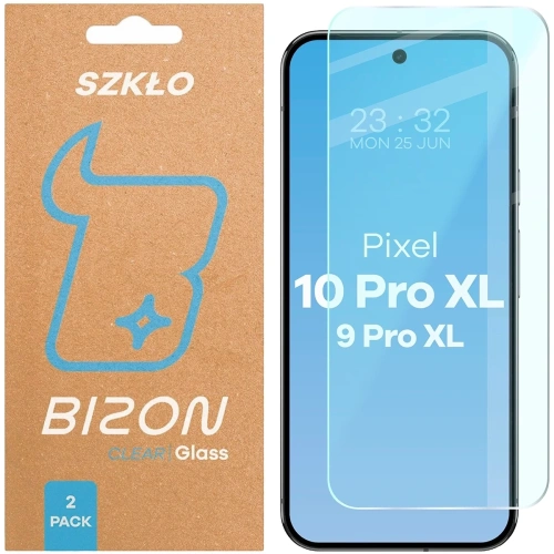 Szkło hartowane Bizon Glass Clear Duo dla Google Pixel 10 Pro XL, ukazujące jego przezroczystość i wytrzymałość.