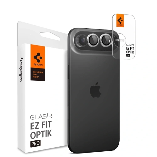 Osłona aparatu Spigen Optik Pro Glass.tr w kolorze srebrnym, idealnie dopasowana do iPhone Air.