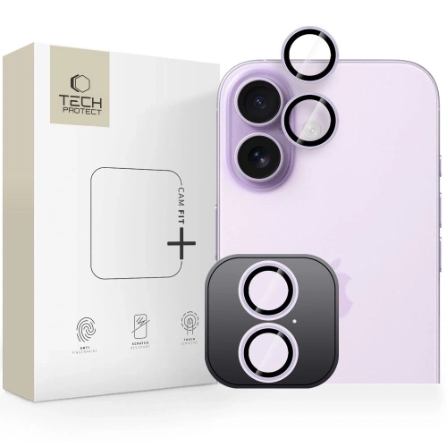 Osłona aparatu Tech-Protect Camring Fit+ w kolorze lawendowym, idealna do iPhone 17.