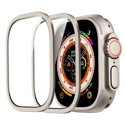 Szkło ESR Armorite na Apple Watch Ultra 1 z ramką montażową.