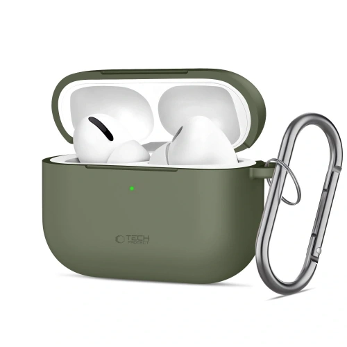 Etui Tech-Protect Silicone Hook w kolorze oliwkowym, idealne do Apple AirPods Pro 3