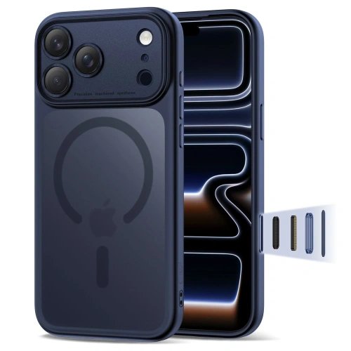 Etui Tech-Protect Magpeak MagSafe CC w kolorze głębokiego niebieskiego, idealne dla iPhone 17 Pro Max.