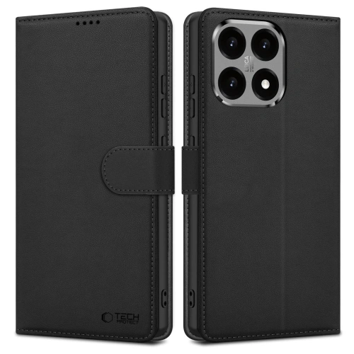Etui z klapką Tech-Protect Wallet do Xiaomi 15T w kolorze czarnym, widok z przodu.