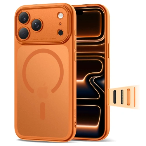 Etui Tech-Protect Magpeak MagSafe CC w kolorze cosmic orange, idealne do Apple iPhone 17 Pro Max.