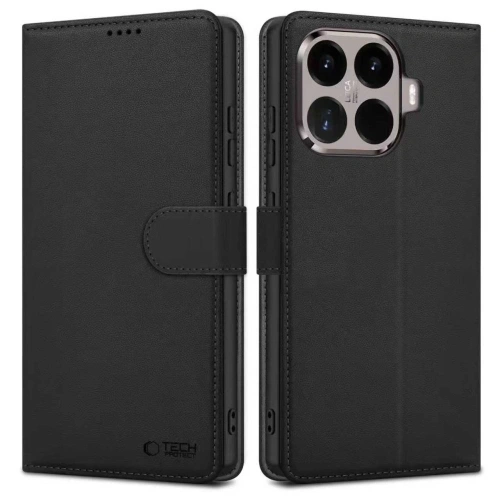 Etui z klapką Tech-Protect Wallet do Xiaomi 15T Pro w eleganckim czarnym kolorze.