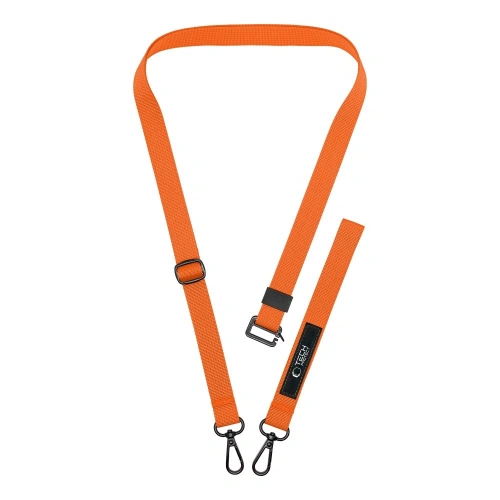 Zbliżenie na detale smyczy Tech-Protect C6S Rope w intensywnym pomarańczowym kolorze.